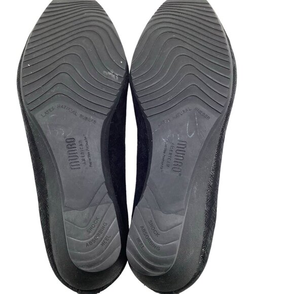 MUNRO AMERICAN 8W 8 Wide Randa Crosshatch Wedge Pump Heel Metallic Sparkle Black - Picture 7 of 11